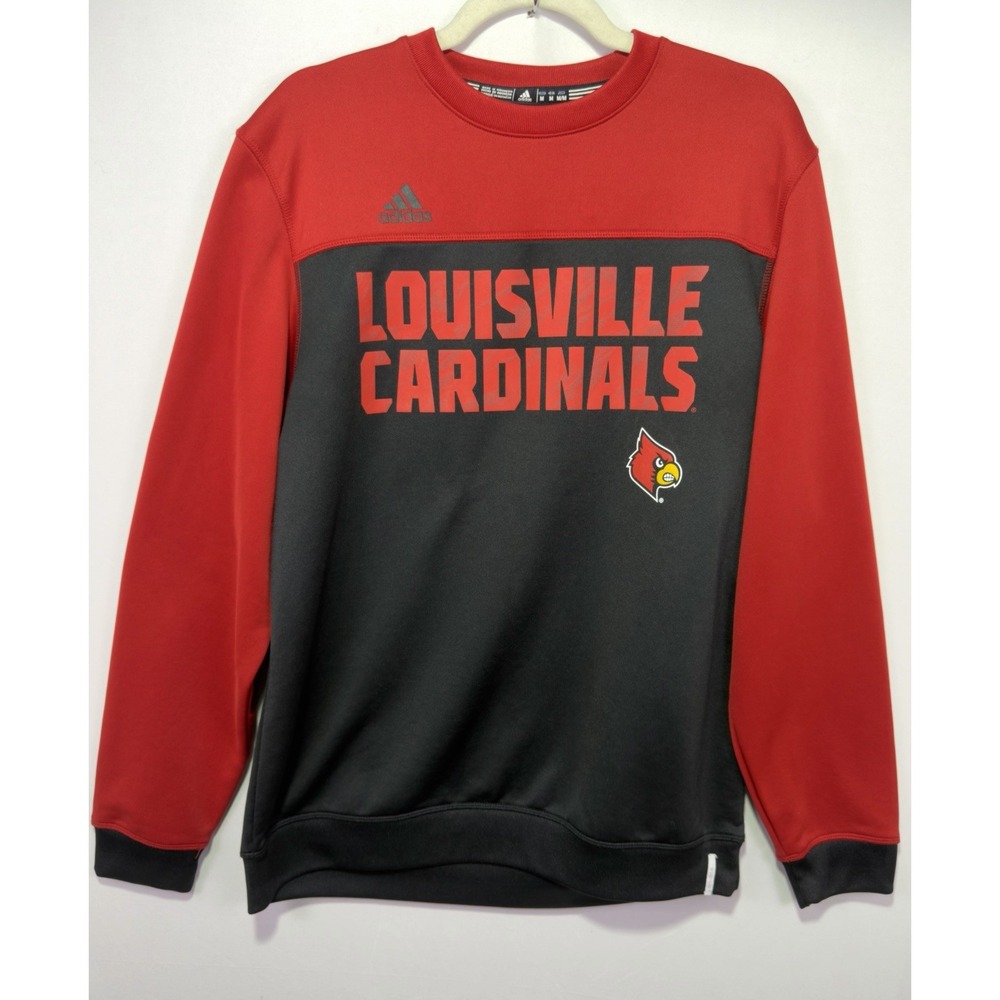 Adidas Louisville Cardinals Sweatshirt Mens M Red Black NCAA Crewneck UofL EUC‎